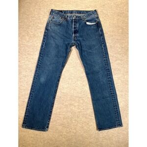 Levi's 501 Original Jeans Mens 34x32 Blue Denim Mid Rise Straight Leg Authentic